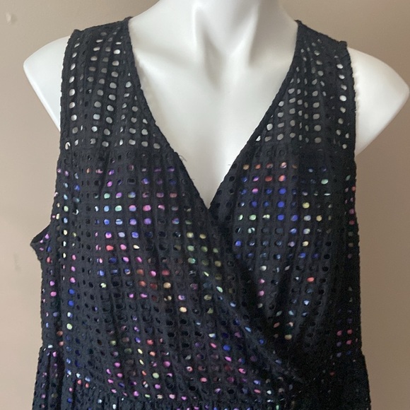 Lane Bryant Black Eyelet Sleeveless Cotton Fit And Flare Plus Size 22 Dress - Picture 2 of 9